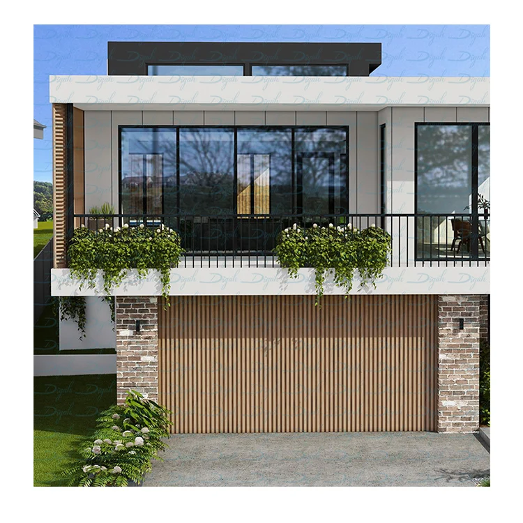 Aluminium Cladding Sectional Batten Overhead Door Vertical Cladd Custom Door Woodgrain Finish Cladded Batten Sectional Garage Do