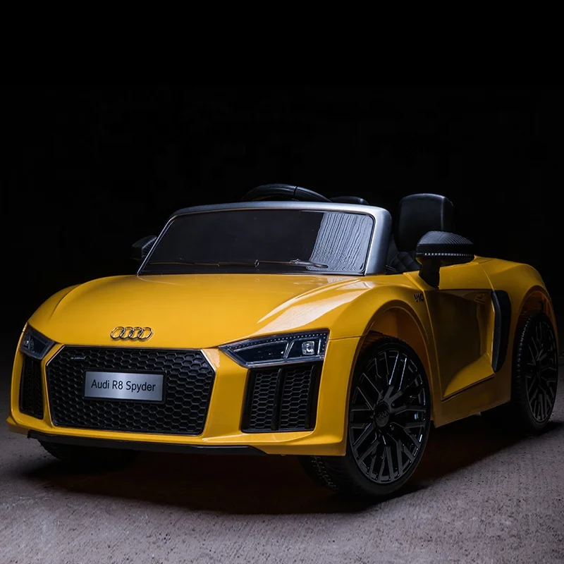 Yellow Kids Ride On Car Licensed Audi R8 Battery Electric Toy Sport Children Remote 12V