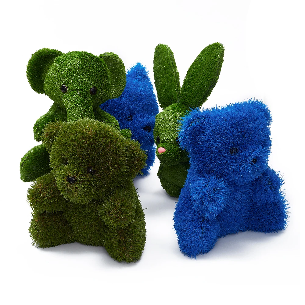 Artificial green grass plastic various kinds animals artificial topiary grass animal statues