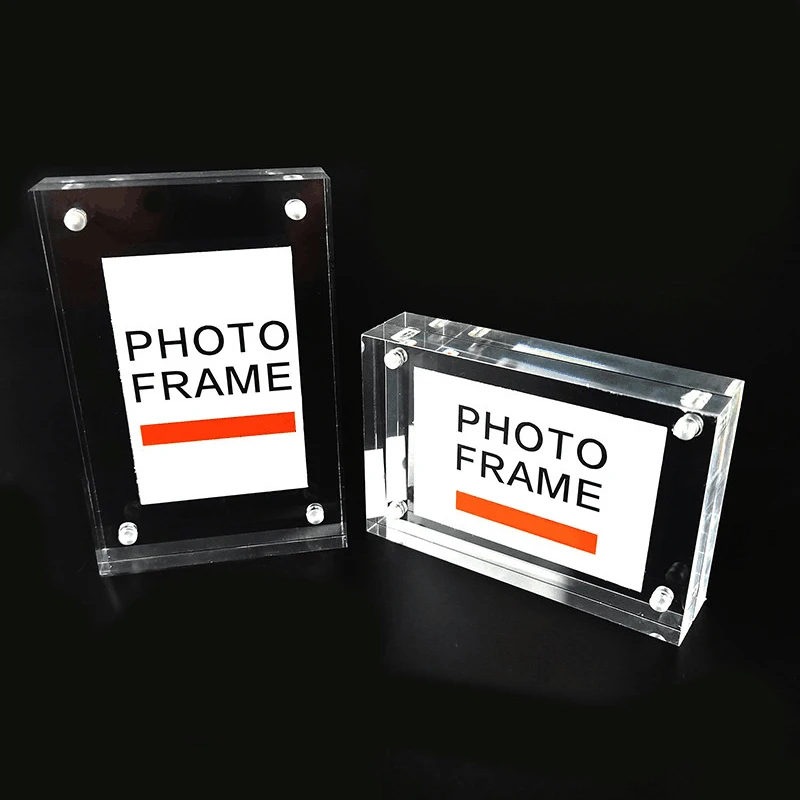 Custom Sizes Double Sided Rectangle Block Transparent Clear Magnetic Picture Frame Acrylic Digital Photo Frame