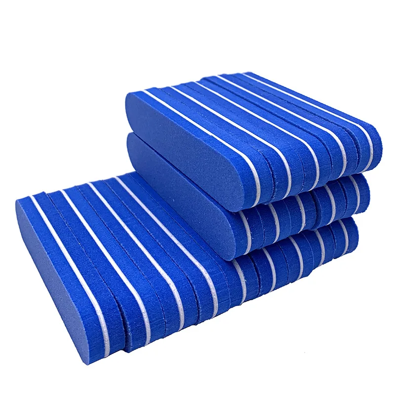 Mini Sponge Nail Files Sandpaper Sanding 100 180 Washable Half Moon Nails File Buffs Buffing Boat Nail Care Tools for Manicure