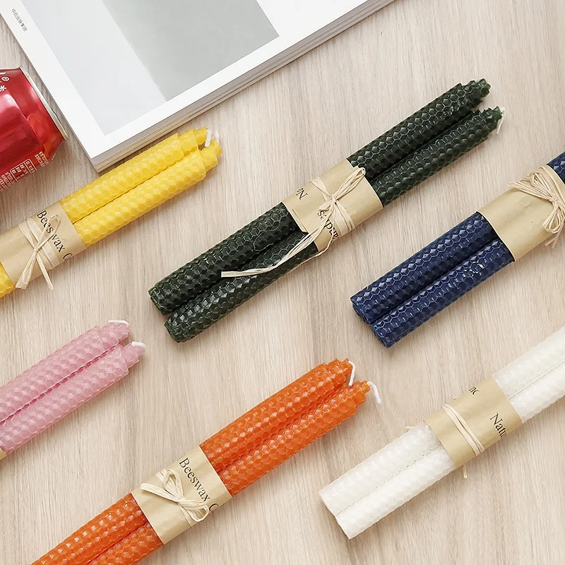 
2pcs/set high quality custom colored tapered pillar stick wax candles 