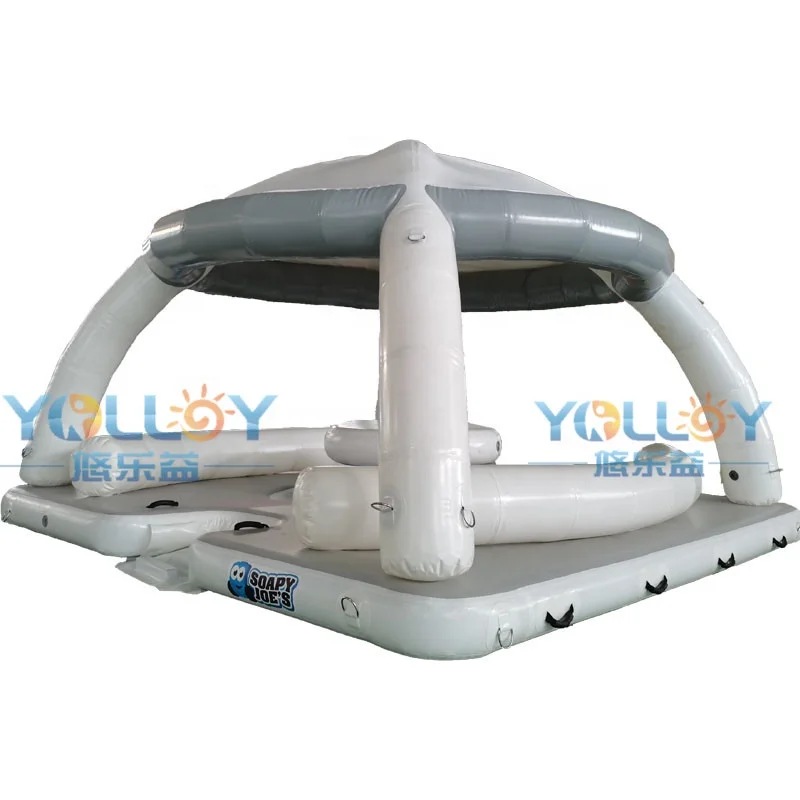 AquaBanas Floating Party Dock Platform Inflatable Island With Bana Tent