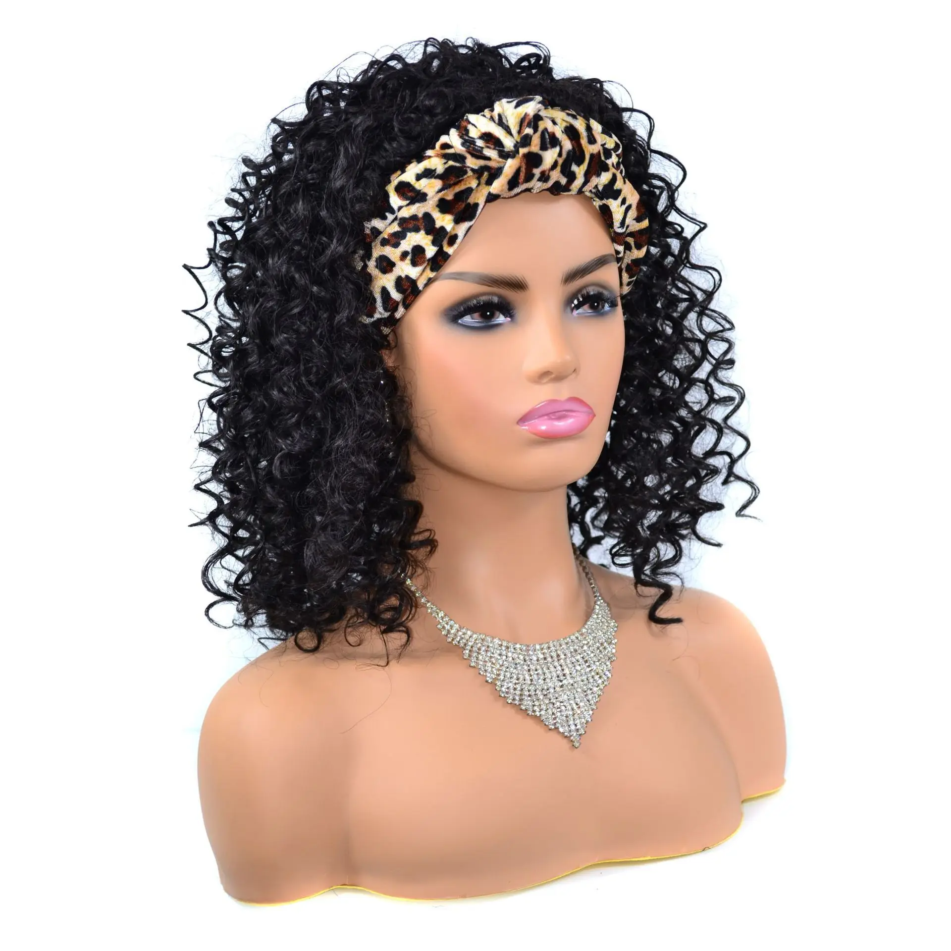 Good Quality Sexy Deep Curly Wigs Medium Length Headband Wigs Human Hair Cheap Prices Pre Pluck Lace Wig