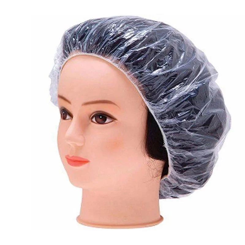 Unisex Waterproof PE Hair Cap for Hair Dyeing Anti Dust Disposable PE Shower Cap Transparent
