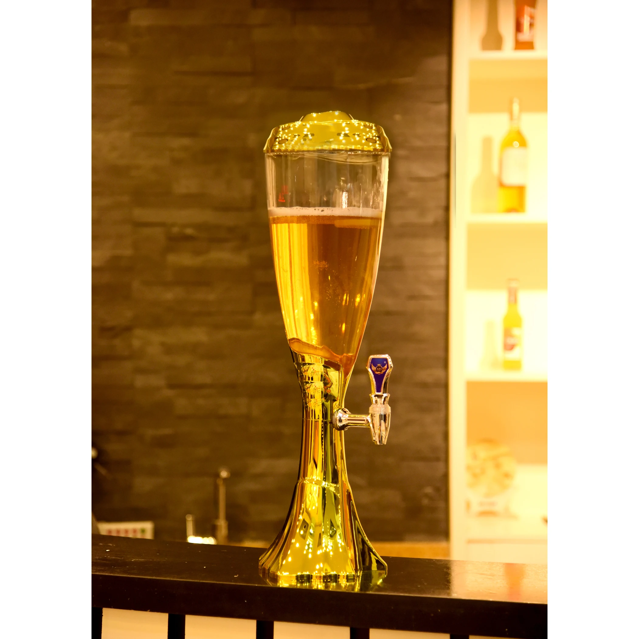 LED Cocktail Dispenser 3L Beer Tower Juice Drink Dispenser Wine Cask Beer Tap Tower with Chiller