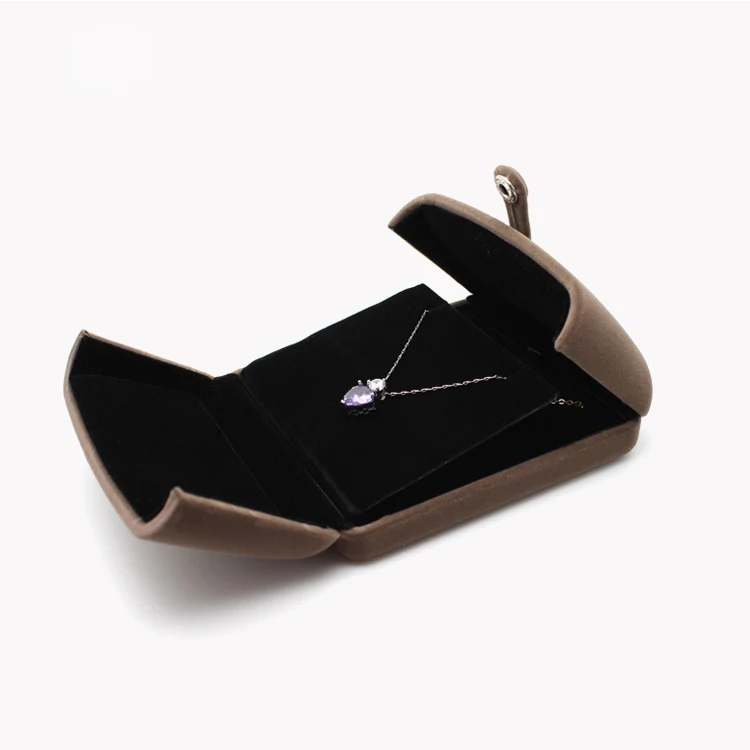 Factory wholesale brown velvet luxury  jewelry box
