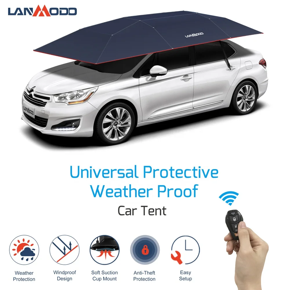 LANMODO Hail Snow Protection Car Umbrella Cover Remote Control Automatic Car Covers