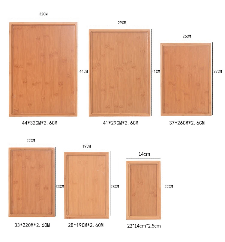Wholesale Bamboo Tray Simple Household Hotel Restaurant Serving Tray with Handles Rectangular Japanese Bamboo Tea Tray