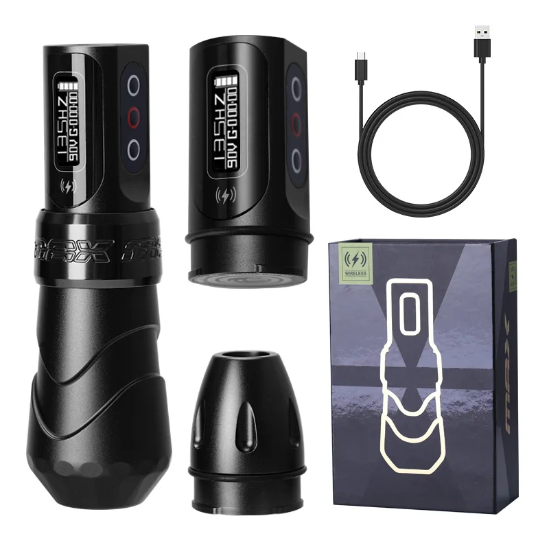 FLUX MAX 2400mAh Electric Tattoo Gun Professional Wireless Rotary Tattoo Pen Machine for Body Art with RCA connector 2 Battery