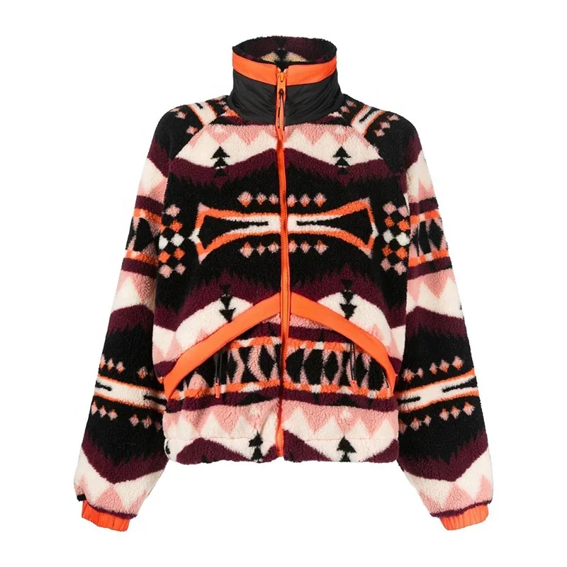 Sherpa Wholesale Outdoor Clothing Mens Custom LOGO Jacquard On Polar Fleece Jacket Women