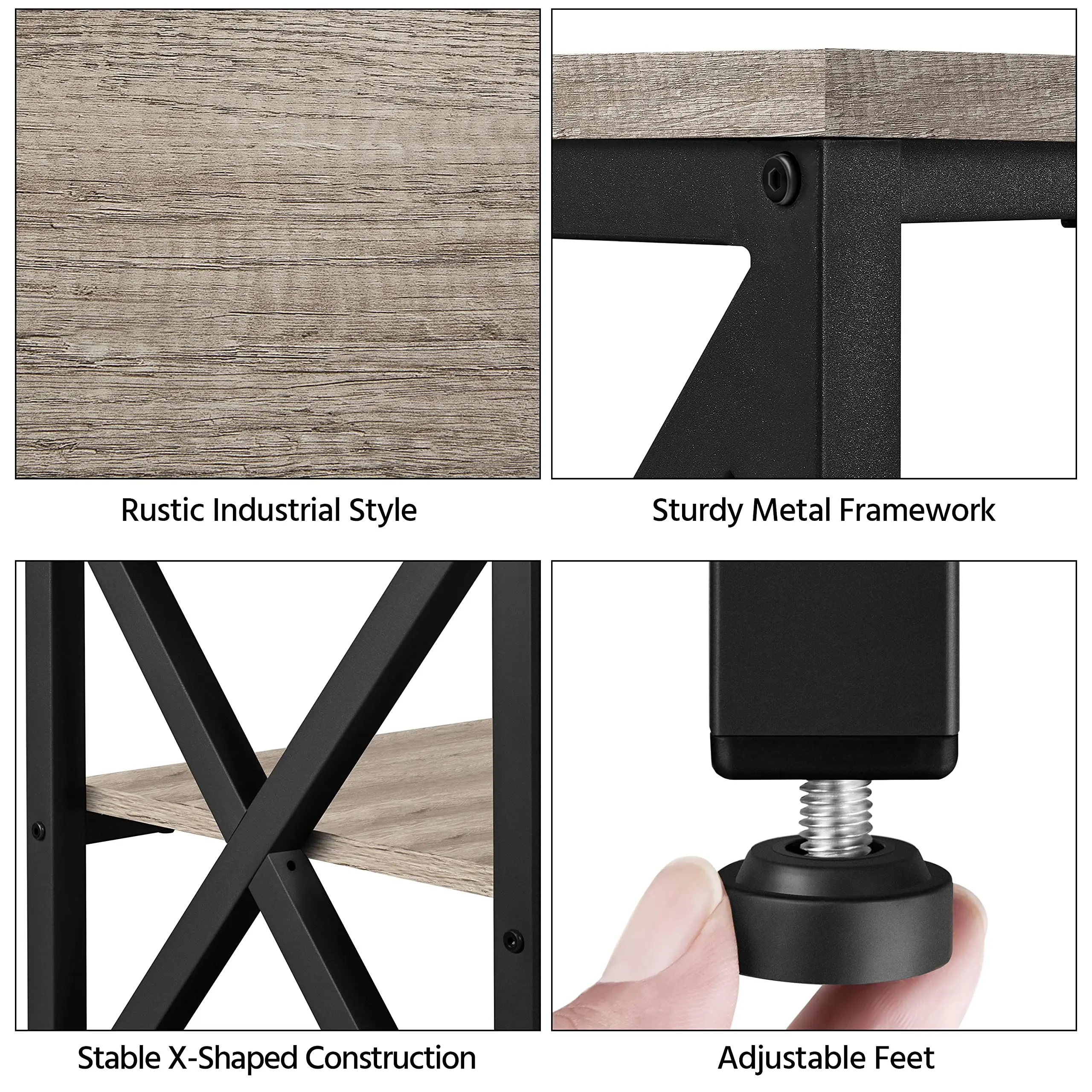 TV Cabinet with 3 Tier Storage Shelves for Living Room Entertainment Center TV Console Table with Metal Frame