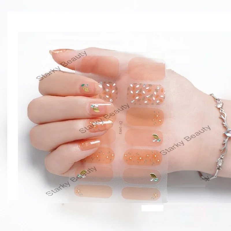 Cheap Uv gel hot selling long lasting Nail stickers full nail polish  Wraps colorful Decoration Decals