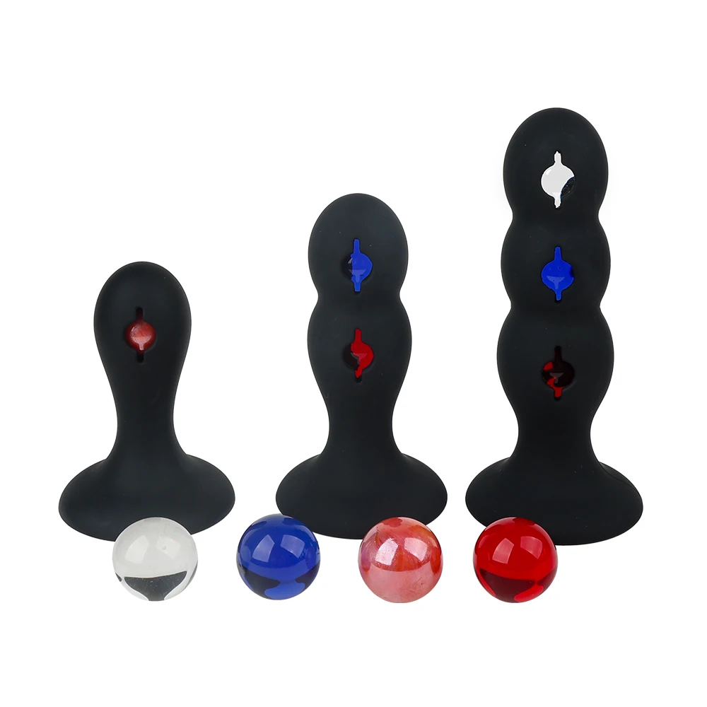 3 Sizes Silicone Butt Plug Anal Beads Dilator Glass Ball Inside For Men Women Couple Prostate Massager Muscles Trainer Sex Toys