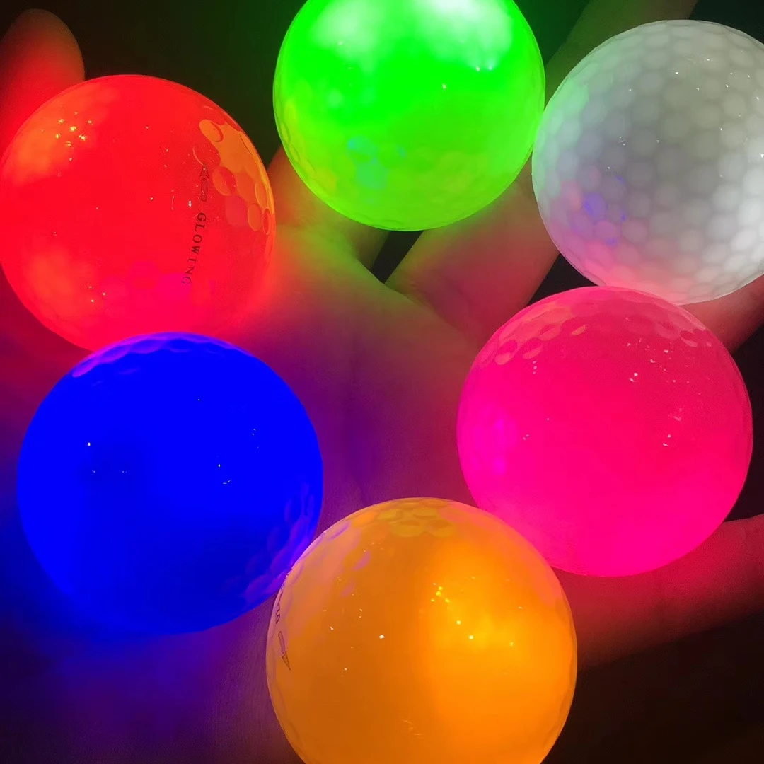Custom logo Color Flashing Led golf balls Glow In The Dark Light Up Long Time Bright Golf Ball For Night Sports