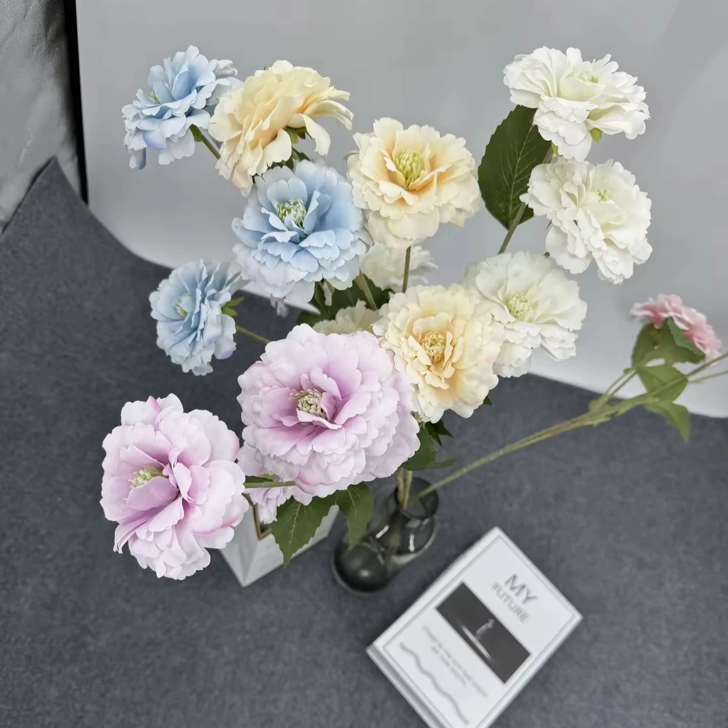 Artificial 4-headed Platycodon Grandiflorus Flowers for Home Office Table Arrangement Gift Silk Colorful Flowers for Party