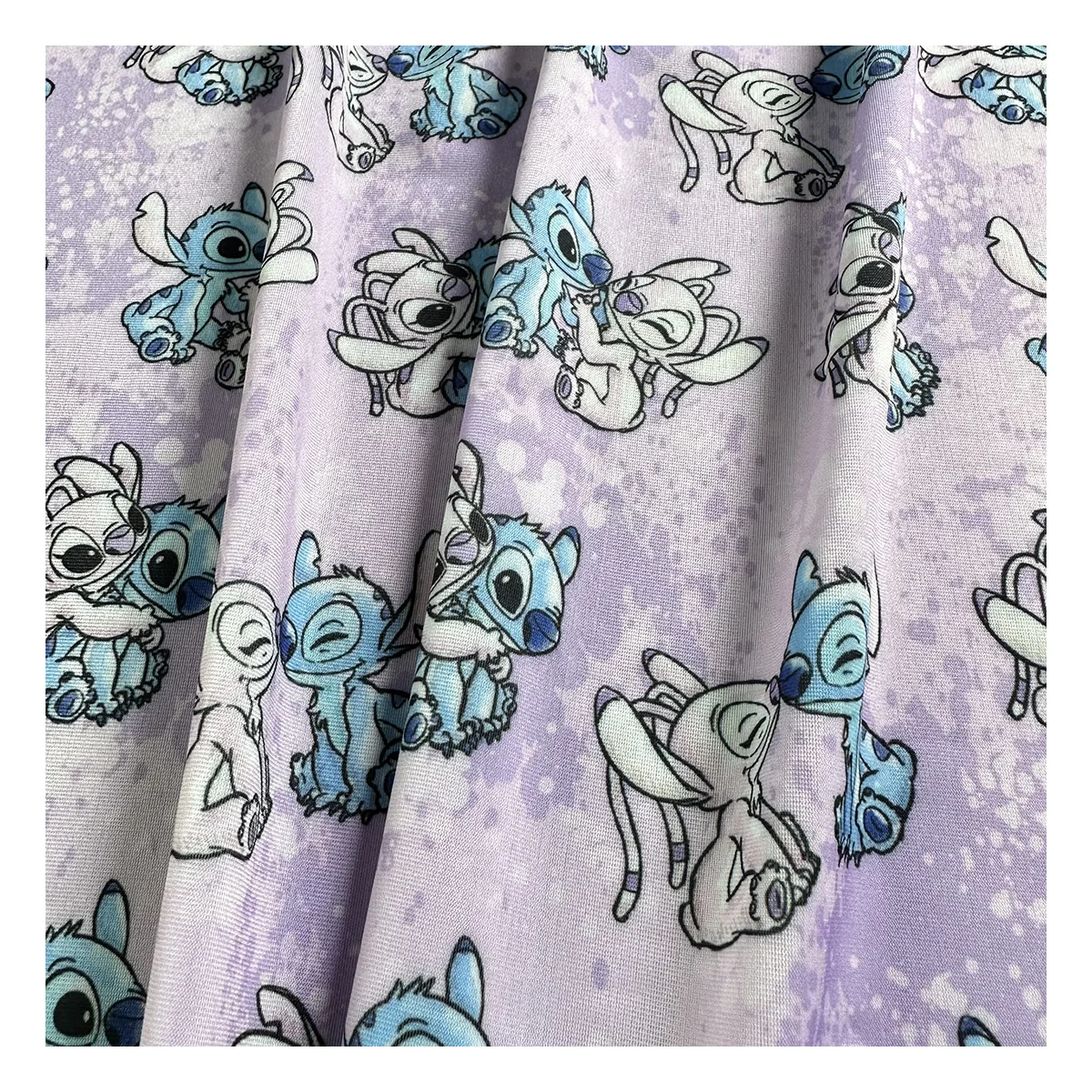 The factory outlet cute popular cartoon light purple color design digital custom printed UPF swimming suit fabric for clothin