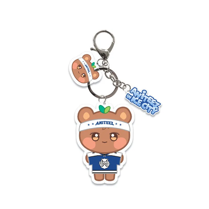 New Korean Kpop ATEEZ Acrylic Keychain Cartoon Car Bag Pendant Key Ring Holder ANITEEZ Fans Gifts Collection Gifts