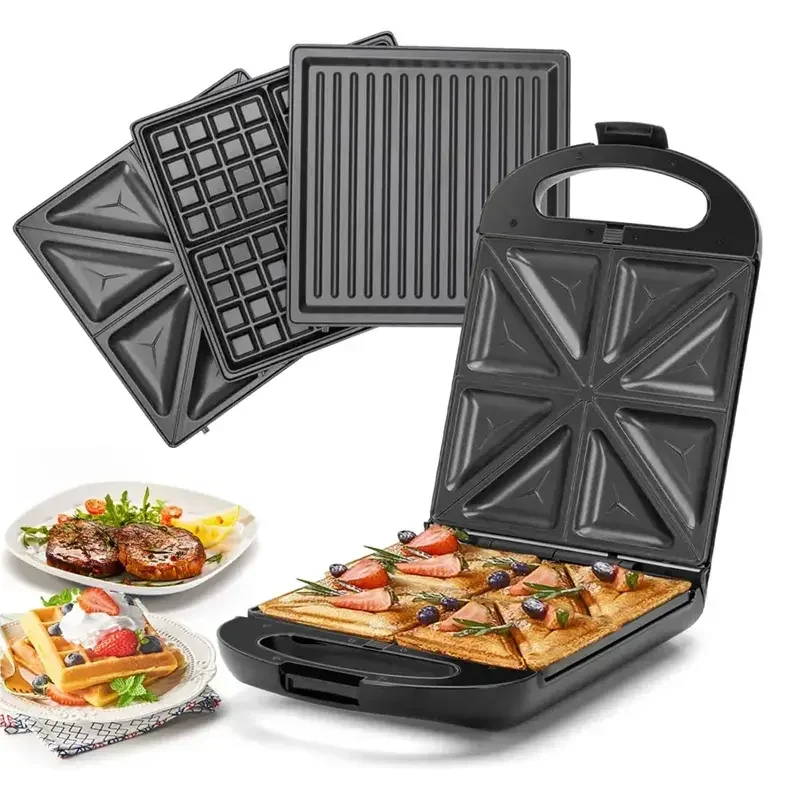 Electric Waffle Maker 1200W Square Waffle Iron 4 Slice Stainless Steel Body Belgian Waffle Maker