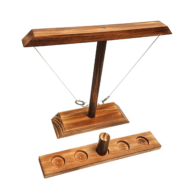 Wooden Ring Toss Game for Adults and Kids, Fast-paced Interactive Ring &Hook Game Ring Toss, Desktop Clash Toss Stand Board Game