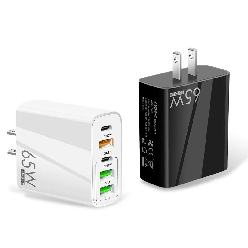 Universal 65W 5 USB Port 2C 3U Fast Wall Socket With UK EU US Plug 2C 3U QC3.0 PD20W  Type C Wall Charger