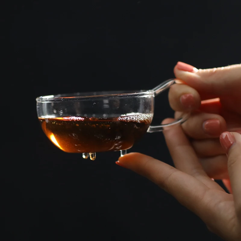 Three legged glass cups tea cup set OEM custom logo Chinese teacup high borosilicate glass drink cups