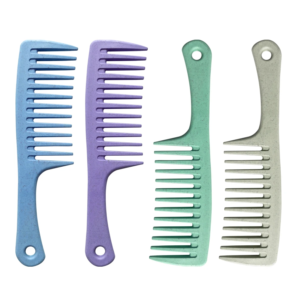 Factory Promotion Cheap Custom Logo Detangling ECO Friendly Wheat Straw Hair Extensions Wide Tooth Comb