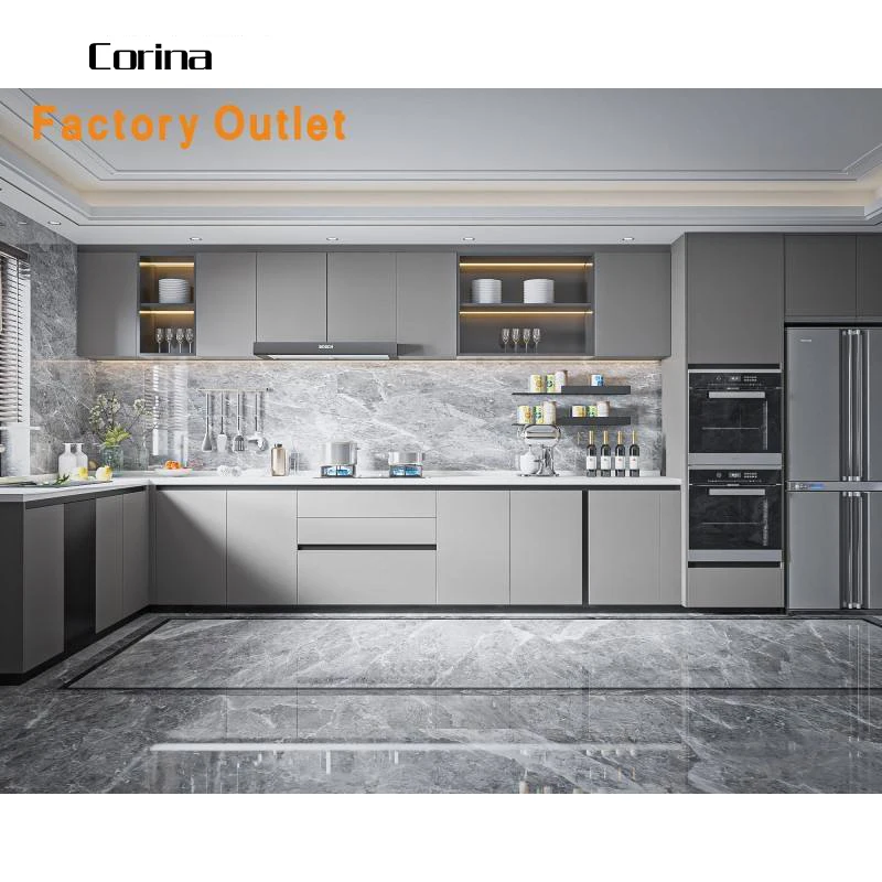 Modern Designs High End Affordable Custom Furniture Used Small Full White L Shaped Melamine Kitchen Cabinets From China