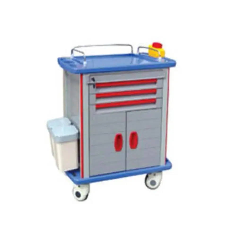 Good price abs hospital serving trolley medical medicine emergency trolley with drawers