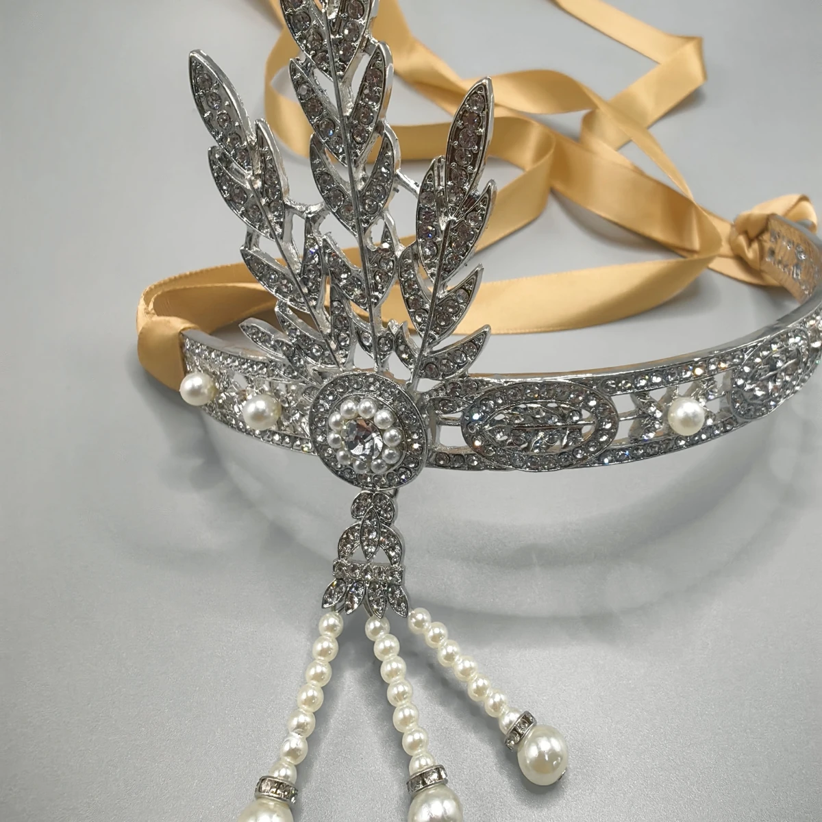 Great Gatsby 1920s Flapper Girl Women  Vintage Party Showgirl Costume Feather Rhinestone Headband Elastic Hairband