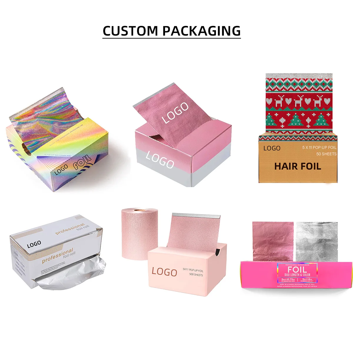 custom print embossed hair dying foil with designs precut 500 sheets pop up aluminum pattern hair foils for highlight