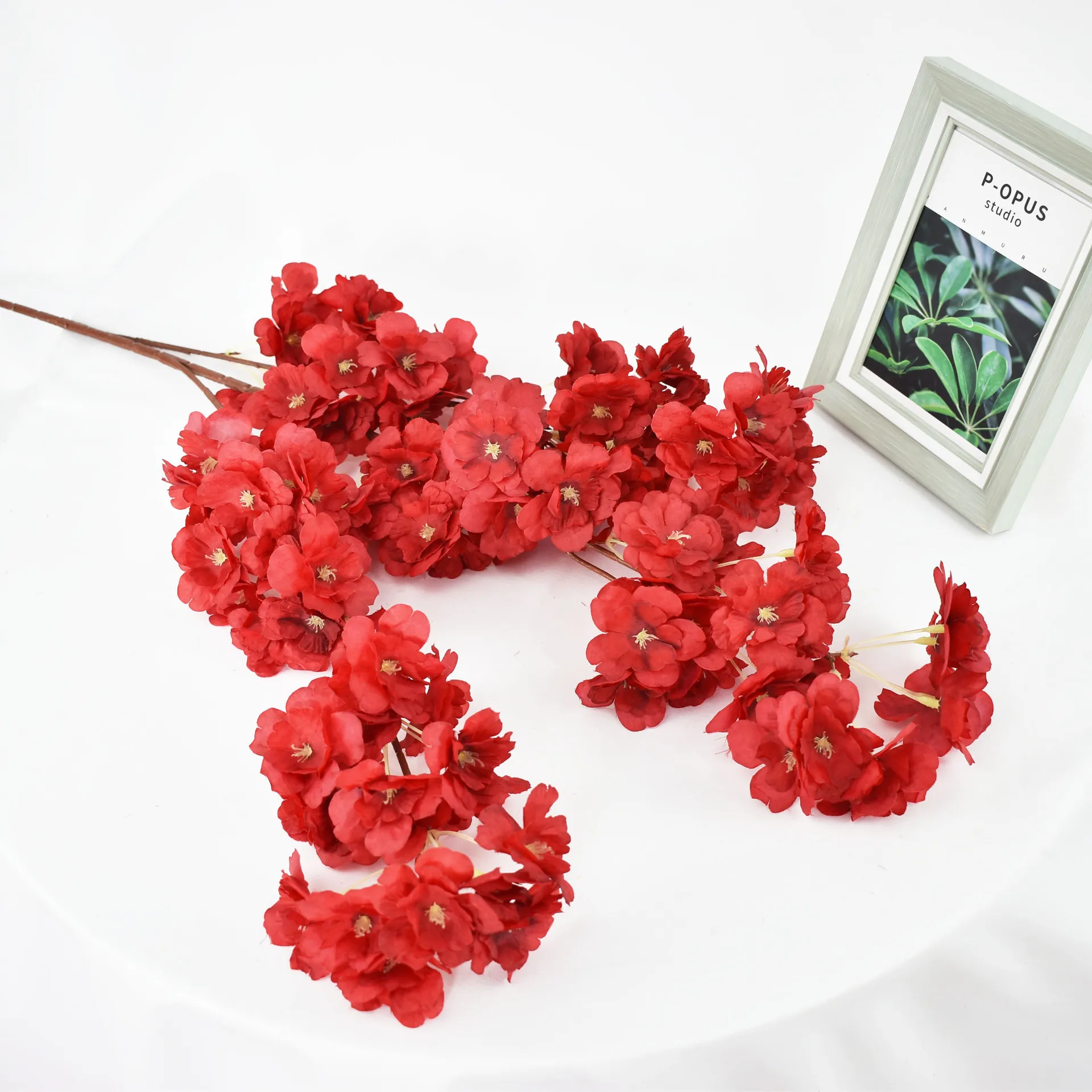 Artificial wedding decorations three prongs encrypted cherry blossoms for cherry blossom trees