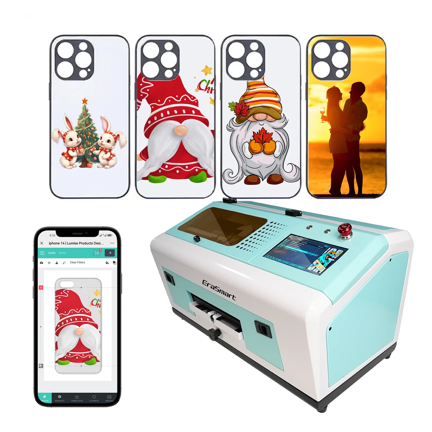 EraSmart Automatic Smart Printer Machine Wifi  Full online cloud smart scan to Print Phone Cases Printer