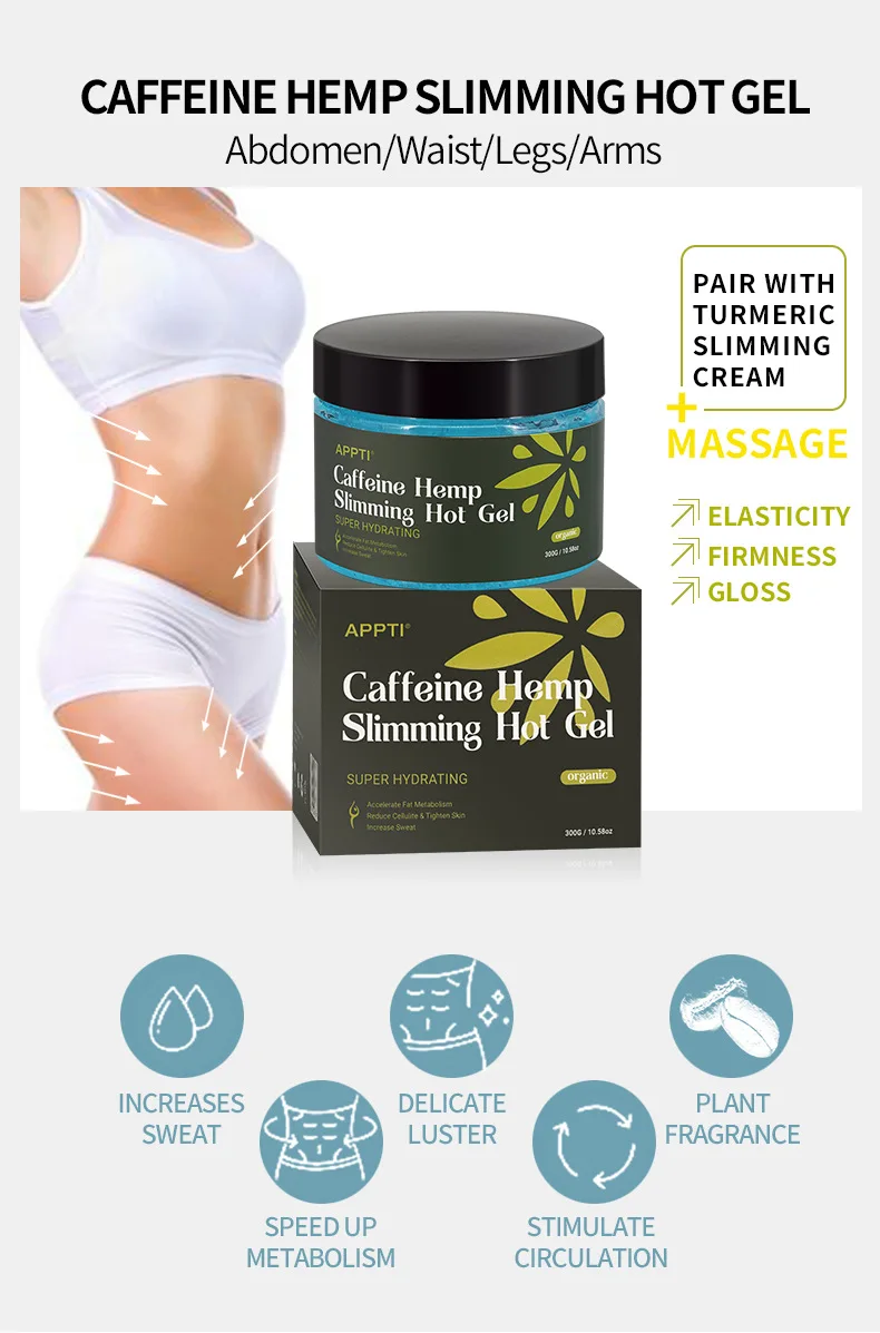 Private label anti cellulite Fat Burning caffeine slimming hot gel