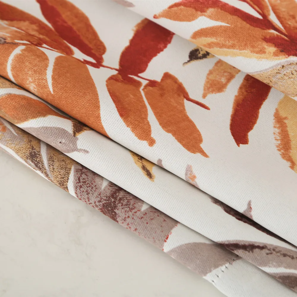 Printed blackout grommet curtain hot orange botanic tropical bahamas leaf ready made room-darkening curtains for living room