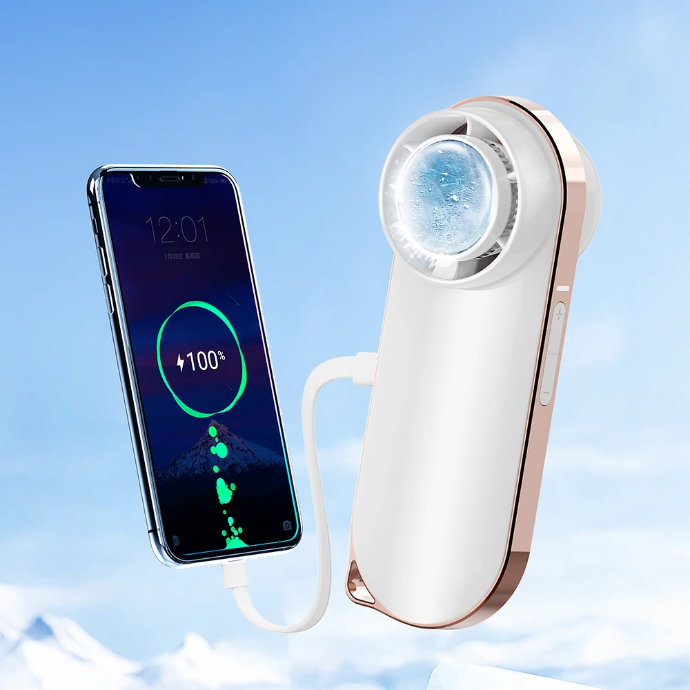 2024 New arrival 3 in 1 Multi functional High Speed Fan Semiconductor Cold compress Fan Power Bank Type C to C Portable Mini Fan