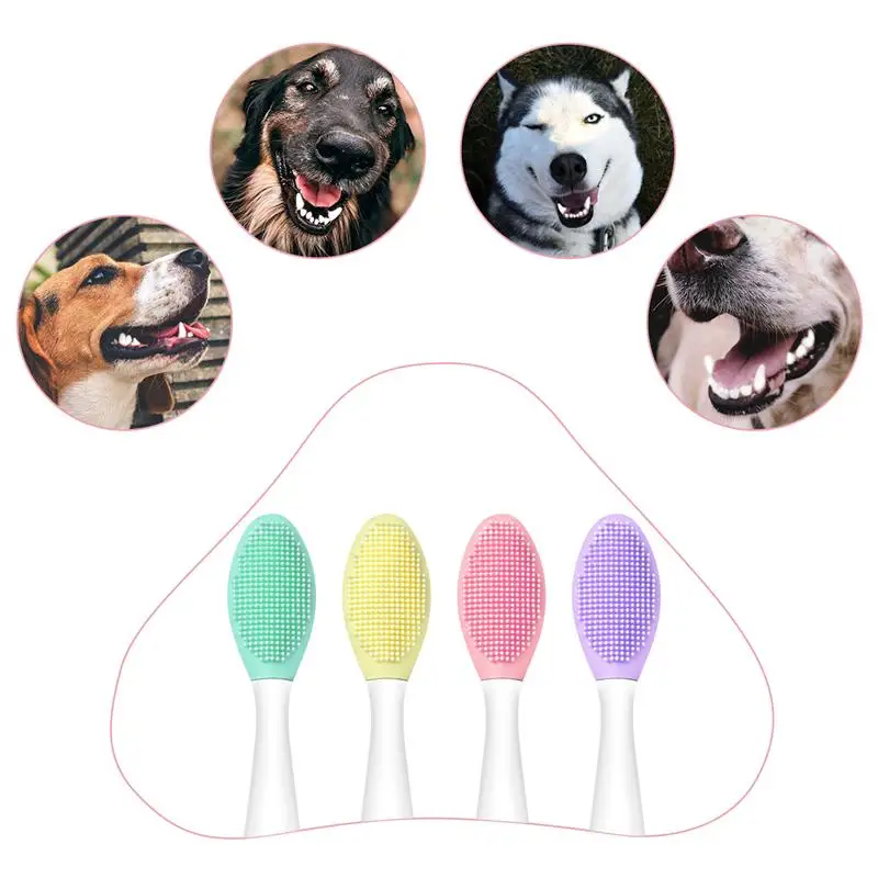 Pets Soft Bristle Silicone Toothbrush for Small to Large Dogs Dental Care Double Sided