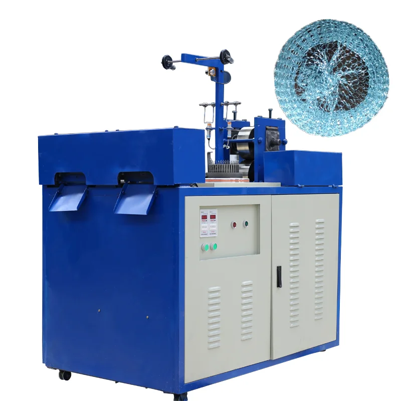 Double heads steel sponge kitchen cleaning metal scouring pad mesh scourer automatic knitting machine