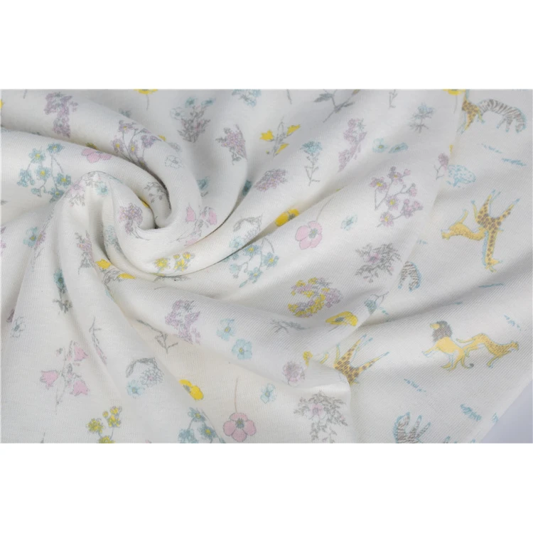 high quality custom Printed muslin knitted fabric 100% cotton for Neckline
