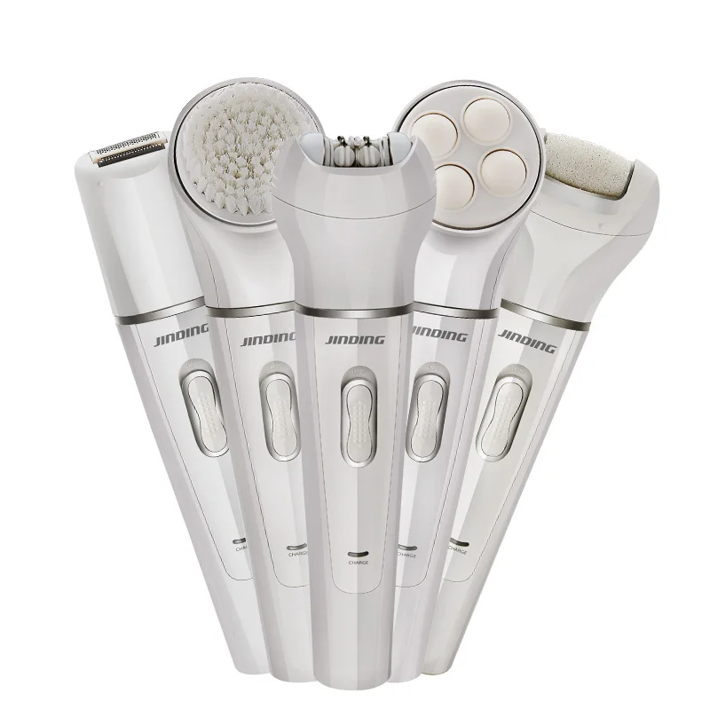 5 in 1 USB Rechargeable Multi-functional Electric Facial Cleaner Massage Brush with Hair and Callus Remover
