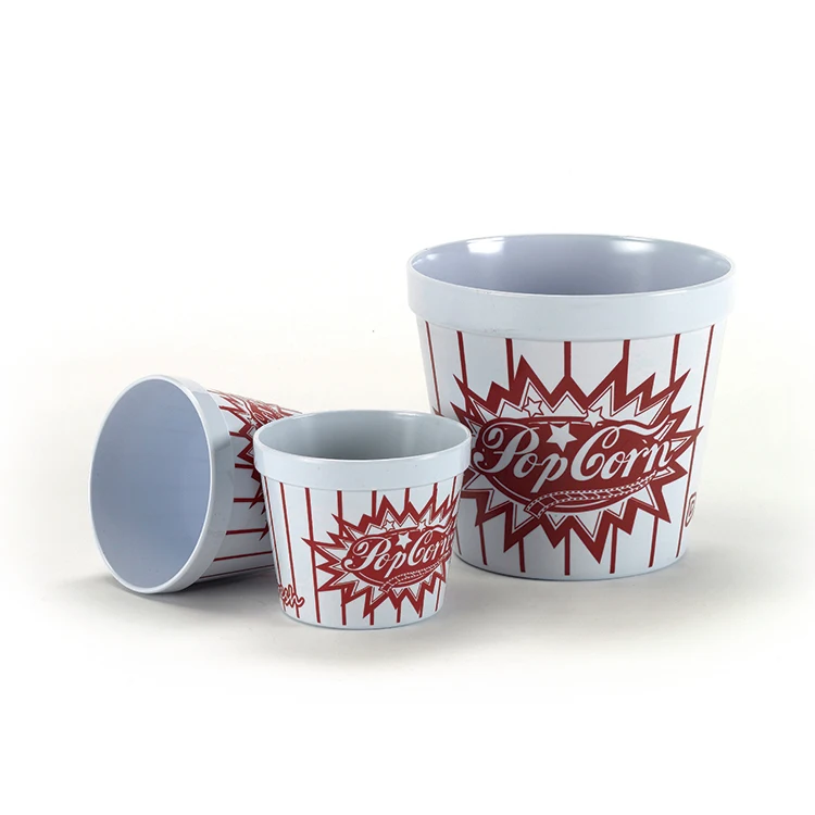 3 Pcs custom printed Lightweight Non-Toxic Plastic Popcorn and Fried chicken bucket