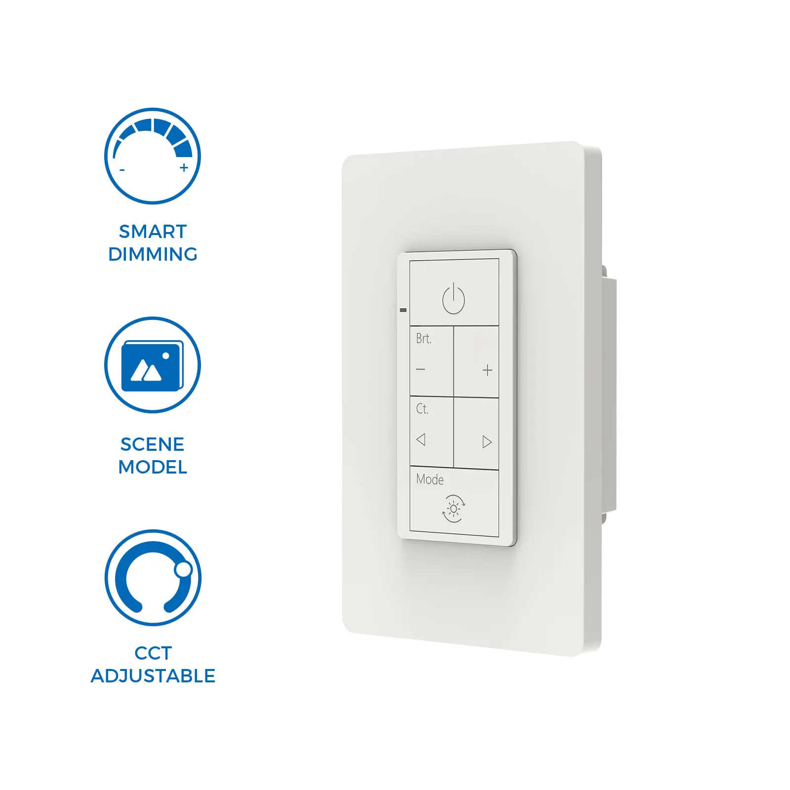 High Quality Small Electric Wall Dimmer Light Switch 1 Gang Combination Switch 0-100% brightness 2700k-6500k PLC Smart switch