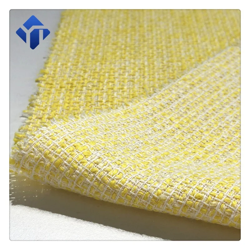 
Polyester cotton blend yellow tweed womens clothing fabric 