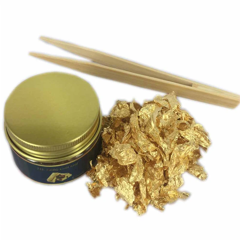 100 mg Cake Gold Foil paper 24 K Gold Leaf Foil Sheets Gilding Metal Foil for Cake Dessert Beauty Decoration