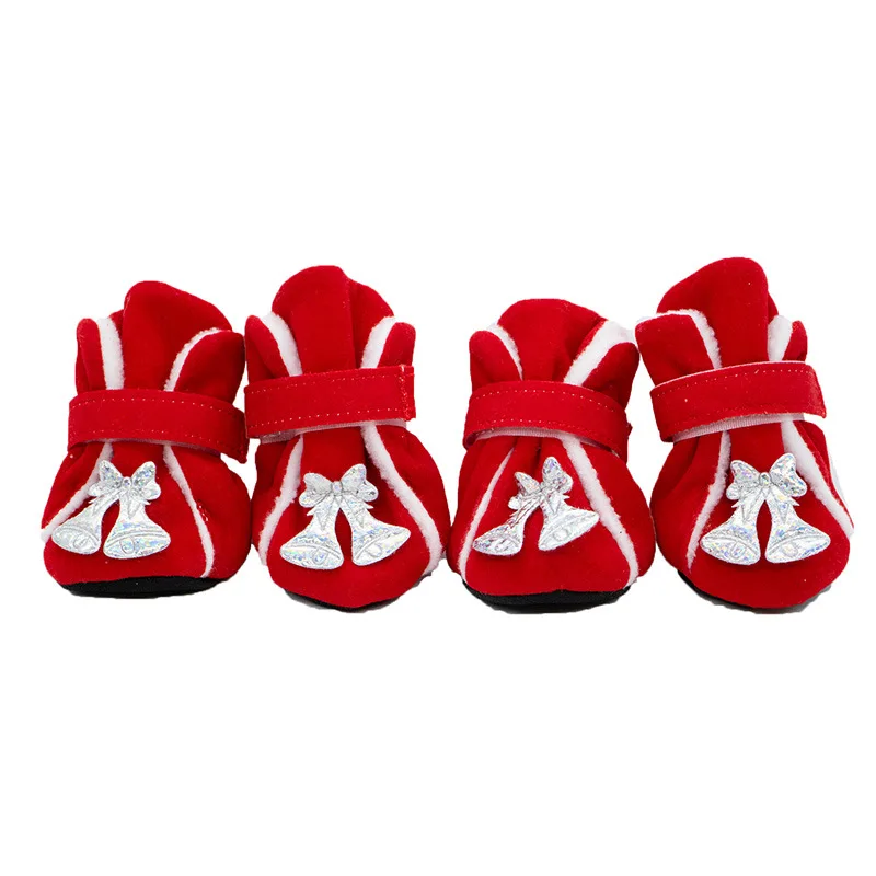 winter warm pet cat dog Christmas shoes puppy comfortable footwear outdoor anti-slip pet dog boots cat paw covers