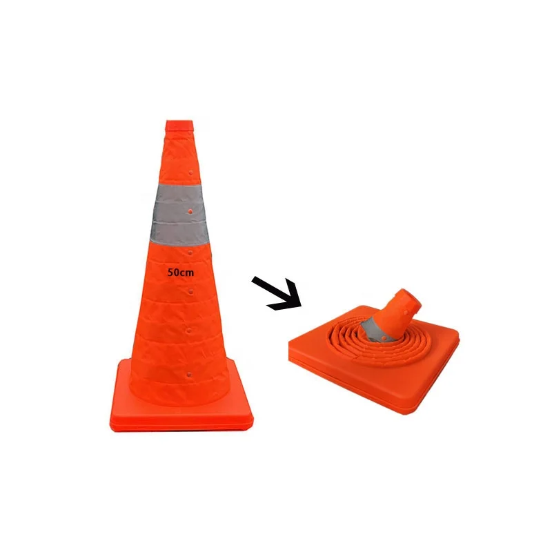 50cm New Arrive Retractable Road Reflective Folding Safety Folded Collapsible Traffic Cones