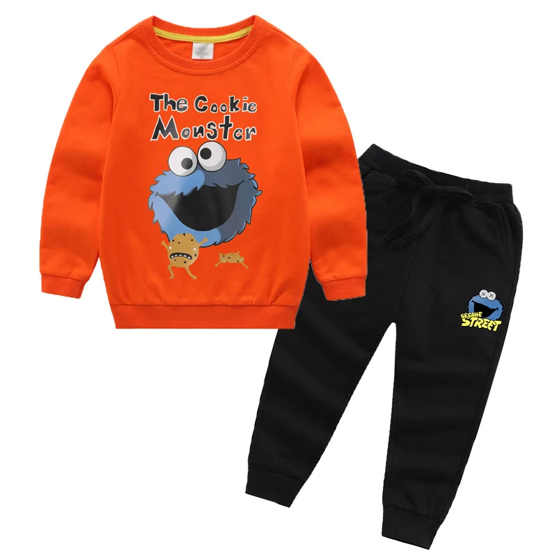 Neue Herbst Kinder Junge Mädchen 100% Baumwolle niedlich bedruckte Sweatshirt Hose zweiteilige Kinder Freizeit kleidung Set