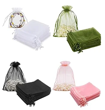 Colorful portable storage packing drawstring gauze pouch bags Mixed Color Organza Gift bag Candy Jewelry Party Wedding mesh bag
