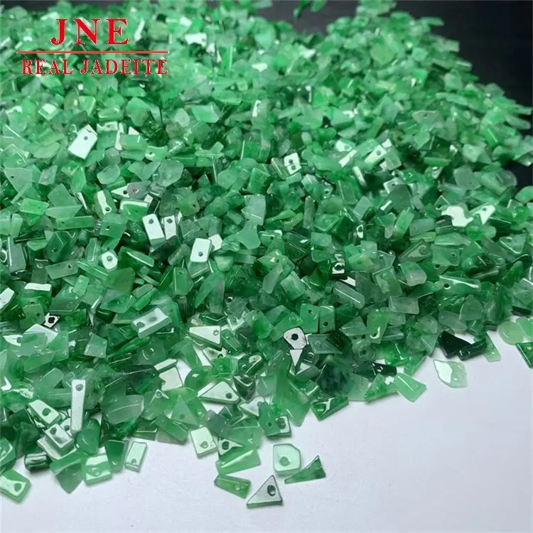 Natural Myanmar A Level Jade Small Gravel Color Grain Full Of Green Woven Accessories Green Beans Kinds Of Jade Ornament