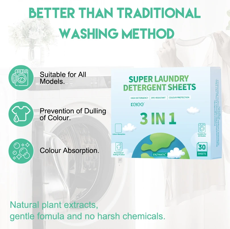 KELEE Deep Cleaning Clothes Laundry Detergent Sheets Biodegradable Laundry Detergent Sheets For Babies